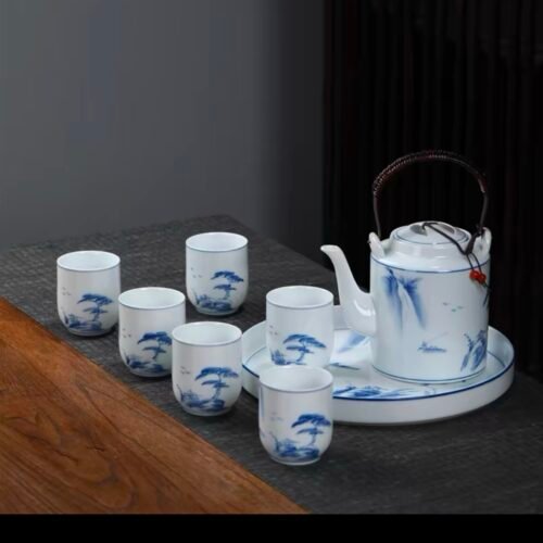 Hand-painted blue and white porcelain ceramics